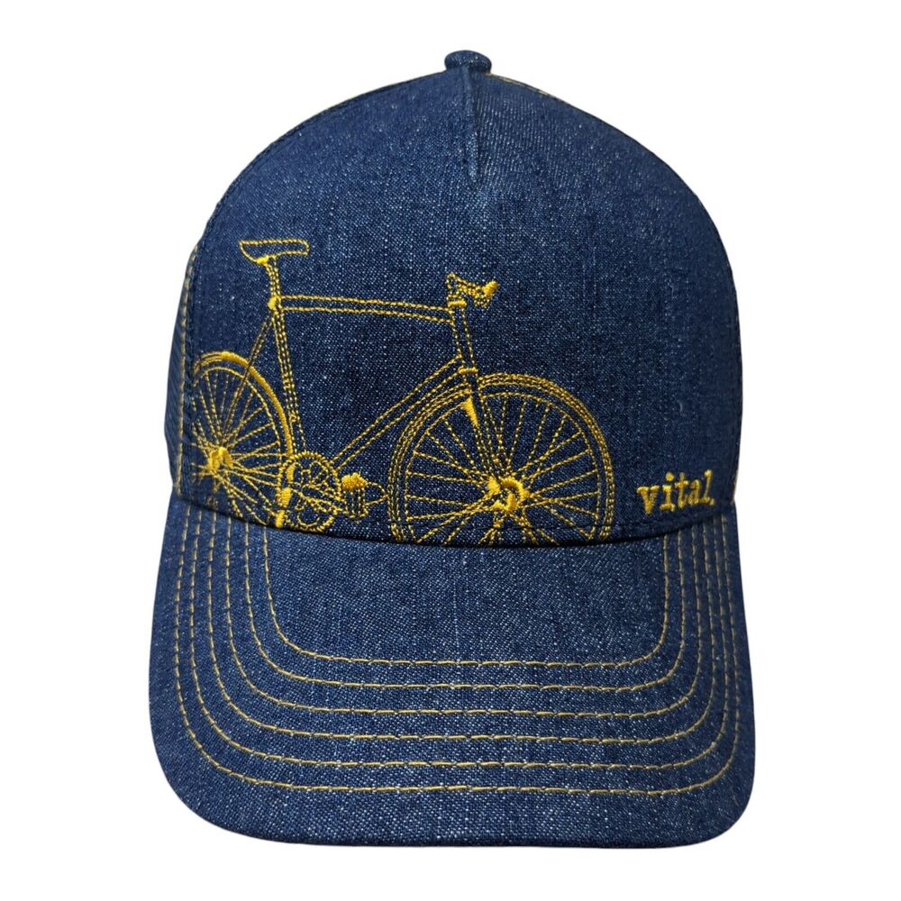 Vital Snapback Trucker Hat Blue One Size Adjustable Embroidered Mesh Back W/Tags